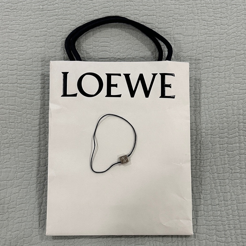 Loewe Cream Shopping bag with Black Accents and Charm on black string